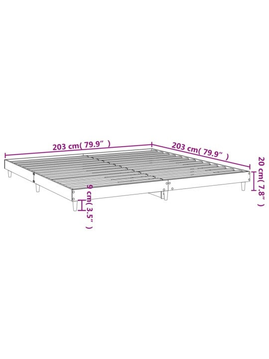 Sängynrunko ruskea tammi 200x200 cm tekninen puu