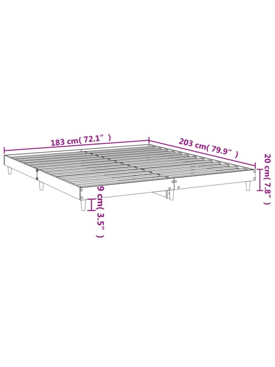 Sängynrunko betoninharmaa 120x200 cm tekninen puu