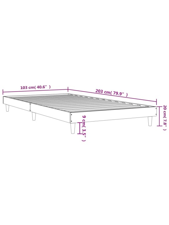 Sängynrunko musta 100x200 cm tekninen puu