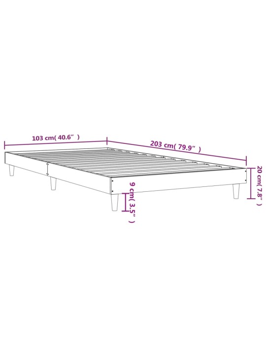 Sängynrunko ruskea tammi 100x200 cm tekninen puu