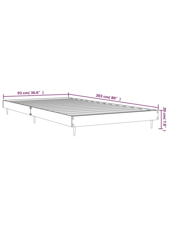 Sängynrunko betoninharmaa 90x200 cm tekninen puu