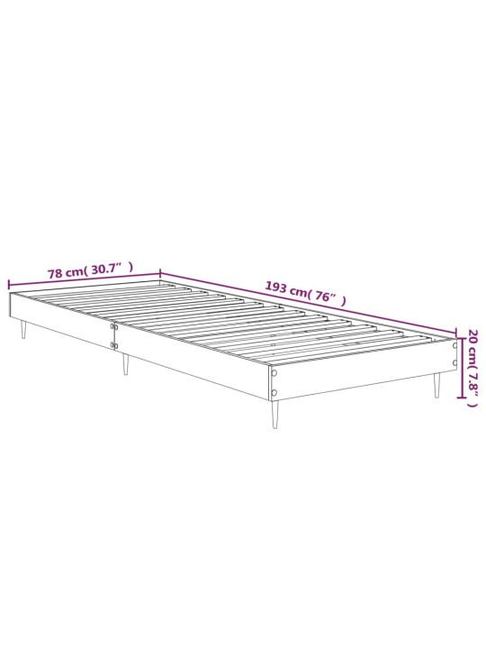 Sängynrunko betoninharmaa 75x190 cm tekninen puu