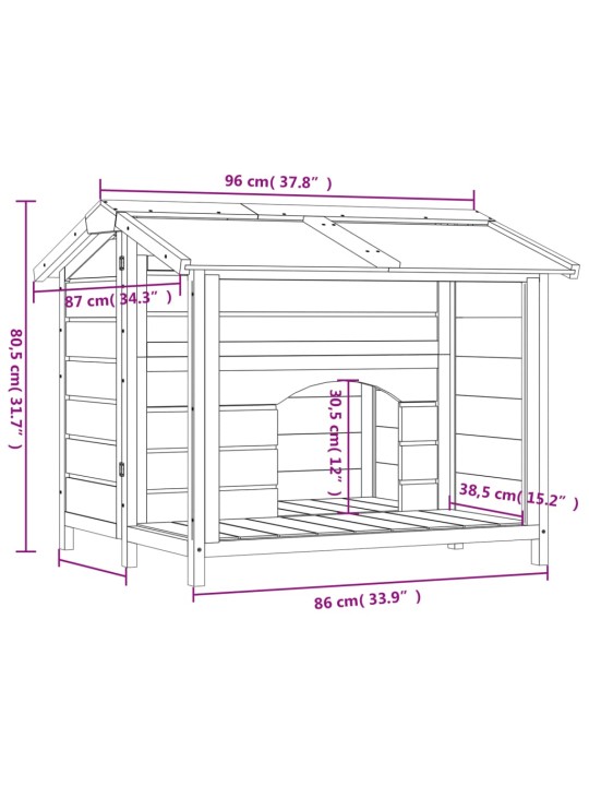 Koirankoppi mokka 96x87x80,5 cm täysi mänty