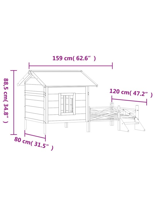 Koirankoppi mokka 159x120x88,5 cm täysi mänty