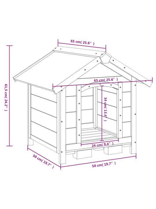 Koirankoppi mokka 65x65x61,5 cm täysi mänty