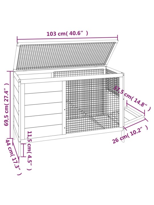 Kaninkoppi mokka 103x44x69,5 cm täysi mänty