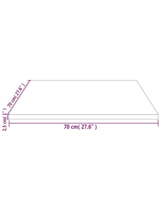 Pöytälevy valkoinen 70x70x2,5 cm täysi mänty neliö
