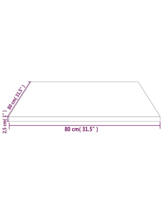 Pöytälevy 80x80x2,5 cm täysi mänty neliö