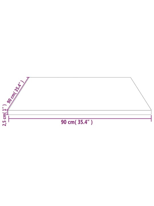 Pöytälevy 90x90x2,5 cm täysi mänty neliö