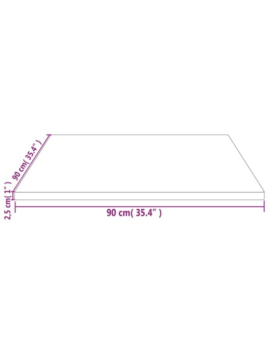 Pöytälevy valkoinen 90x90x2,5 cm täysi mänty neliö