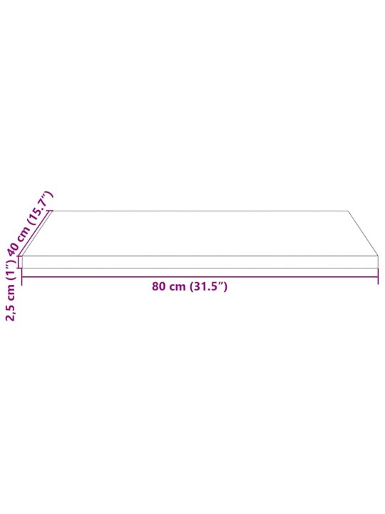 Pöytälevy valkoinen 80x40x2,5 cm täysi mänty suorakaide