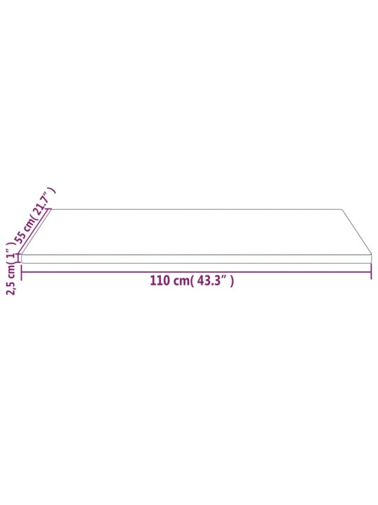 Pöytälevy 110x55x2,5 cm täysi mänty suorakaide