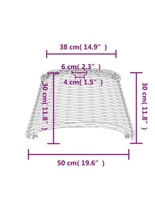 Kattovalaisimen varjostin ruskea Ø50x30 cm paju