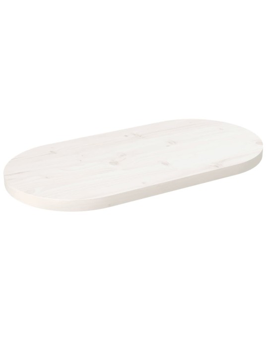 Pöytälevy valkoinen 80x40x2,5 cm täysi mänty ovaali