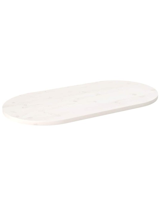 Pöytälevy valkoinen 110x55x2,5 cm täysi mänty ovaali