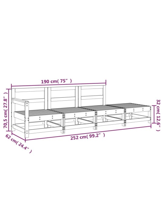 4-osainen Puutarhasohvasarja kyllästetty mänty