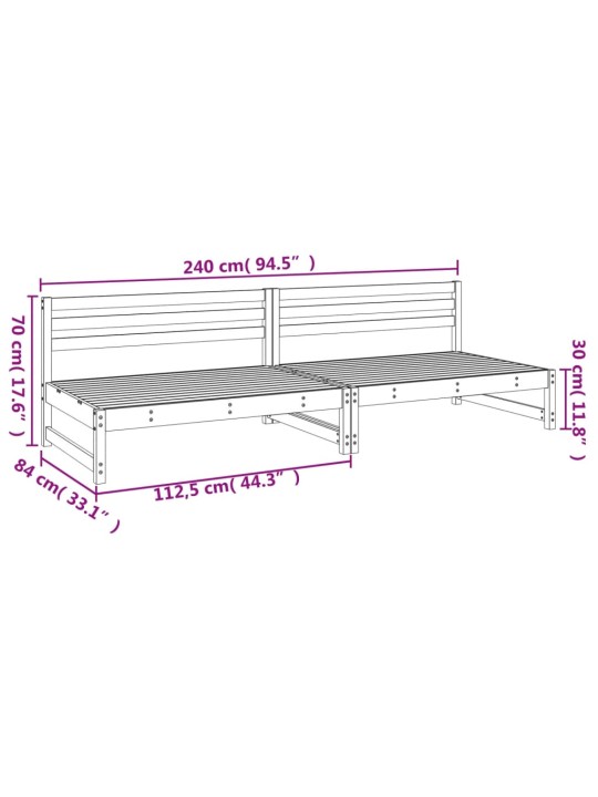 Puutarhan keskisohvat 2 kpl valkoinen 120x80 cm täysi mänty