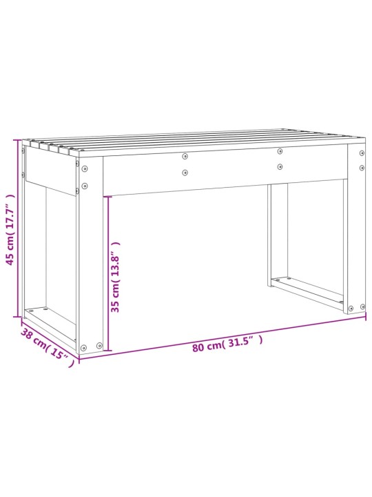 Puutarhapenkki hunajanruskea 80x38x45 cm täysi mänty