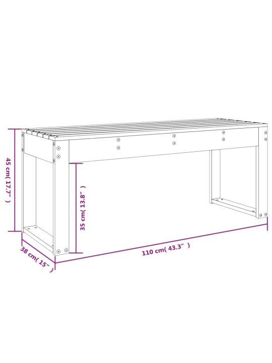 Puutarhapenkki harmaa 110x38x45 cm täysi mänty