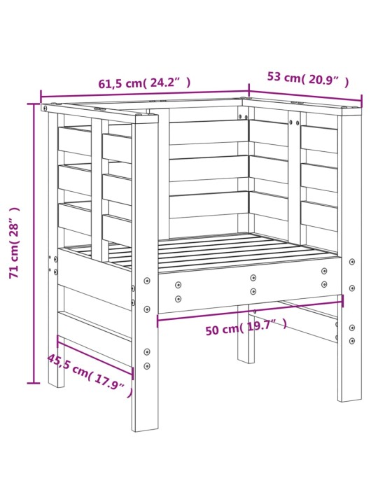 Puutarhatuolit 2 kpl 61,5x53x71 cm täysi mänty