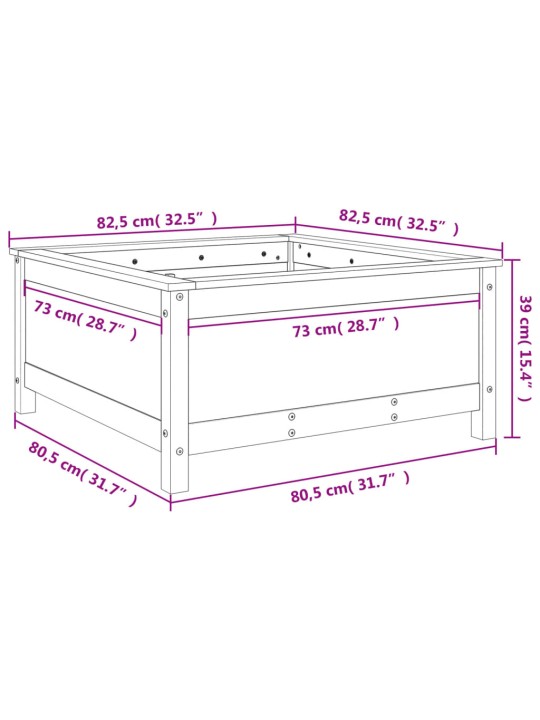 Kukkalaatikko hunajanruskea 82,5x82,5x39 cm täysi mänty