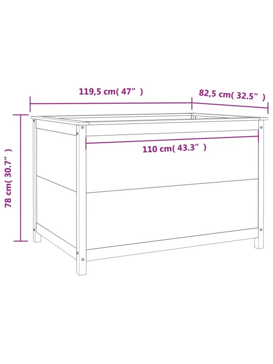 Korotettu kukkalaatikko musta 119,5x82,5x78 cm täysi mänty