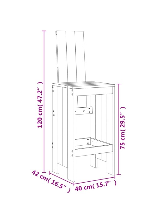 Baarijakkarat 2 kpl harmaa 40x42x120 cm täysi mänty