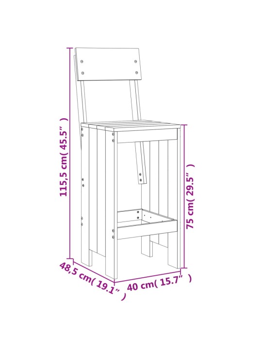 Baarijakkarat 2 kpl valkoinen 40x48,5x115,5 cm täysi mänty