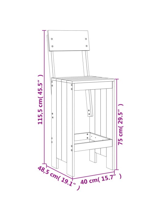 Baarijakkarat 2 kpl hunajanruskea 40x48,5x115,5 cm täysi mänty