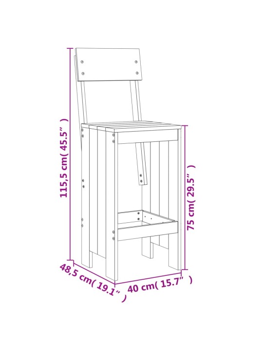 Baarijakkarat 2 kpl musta 40x48,5x115,5 cm täysi mänty