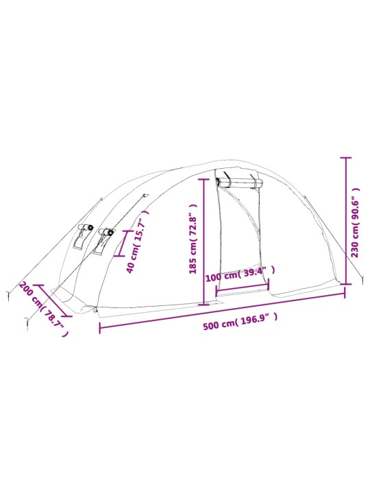 Kasvihuone teräsrungolla vihreä 10 m² 5x2x2,3 m