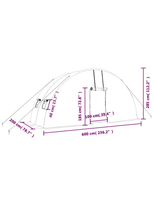 Kasvihuone teräsrungolla vihreä 12 m² 6x2x2,85 m