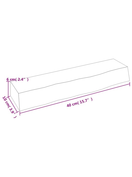 Seinähylly 40x10x6 cm käsittelemätön täysi tammi