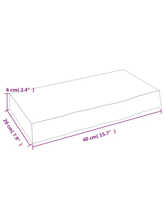 Seinähylly 40x20x6 cm käsittelemätön täysi tammi