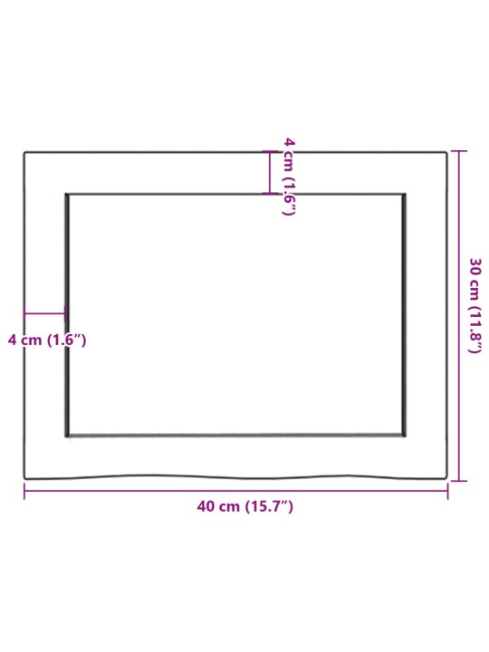 Seinähylly 40x30x(2-6) cm käsittelemätön täysi tammi