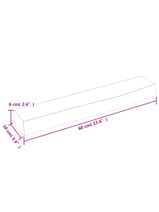 Seinähylly 60x10x6 cm käsittelemätön täysi tammi