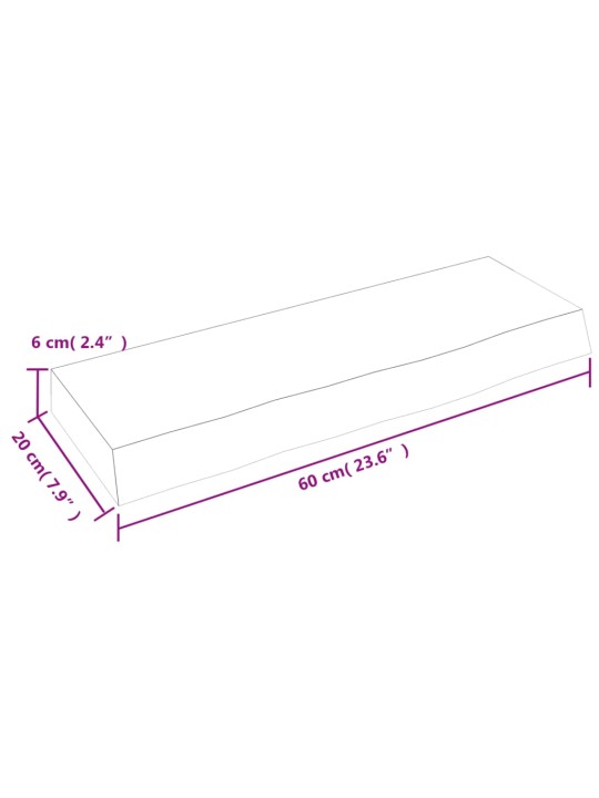 Seinähylly 60x20x6 cm käsittelemätön täysi tammi