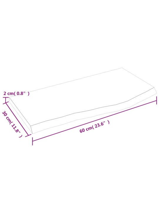 Seinähylly 60x30x2 cm käsittelemätön täysi tammi