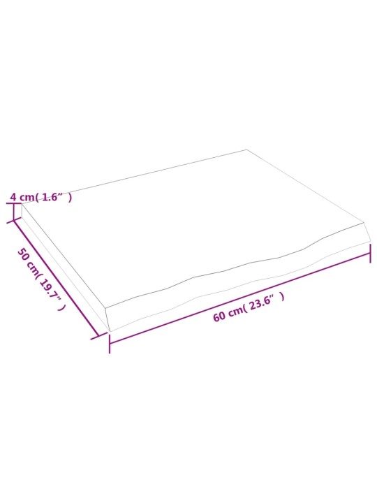 Seinähylly 60x50x(2-4) cm käsittelemätön täysi tammi