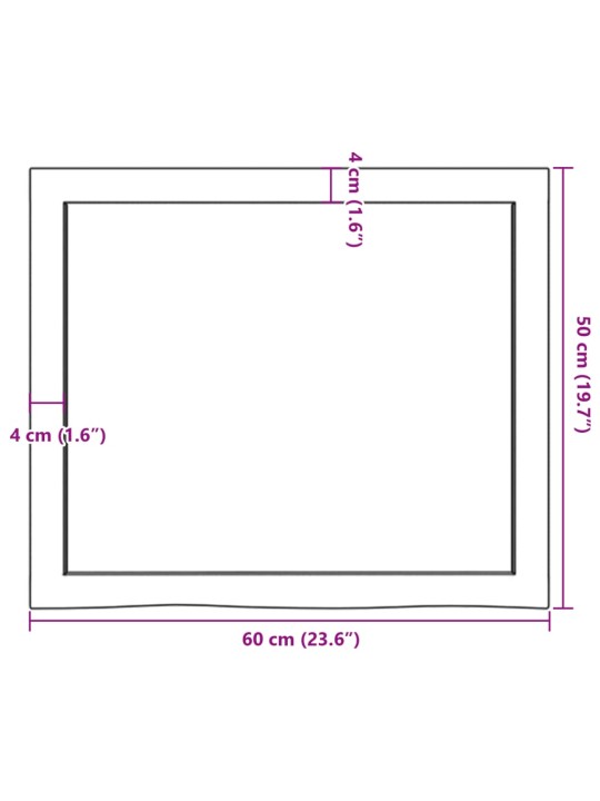 Seinähylly 60x50x(2-4) cm käsittelemätön täysi tammi