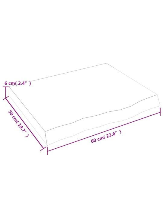 Seinähylly 60x50x(2-6) cm käsittelemätön täysi tammi