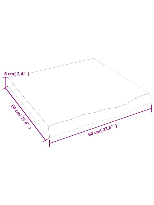 Seinähylly 60x60x(2-6) cm käsittelemätön täysi tammi