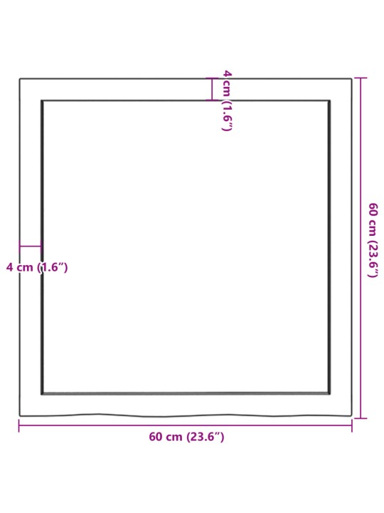 Seinähylly 60x60x(2-6) cm käsittelemätön täysi tammi