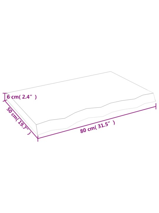Seinähylly 80x50x(2-6) cm käsittelemätön täysi tammi