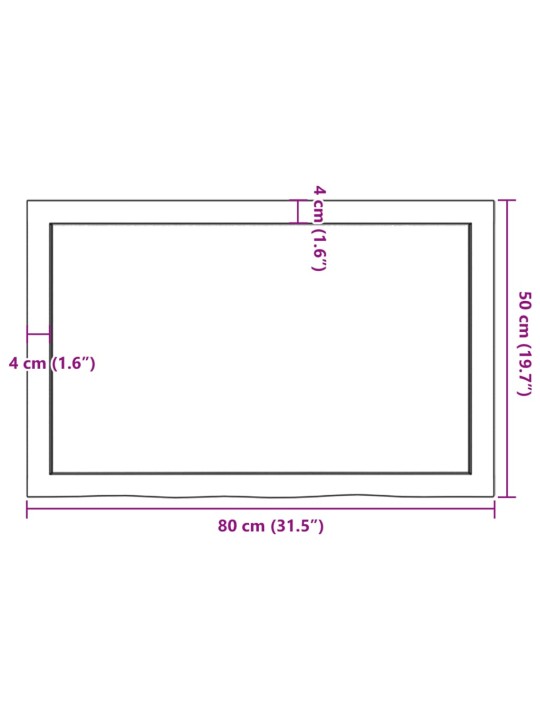 Seinähylly 80x50x(2-6) cm käsittelemätön täysi tammi