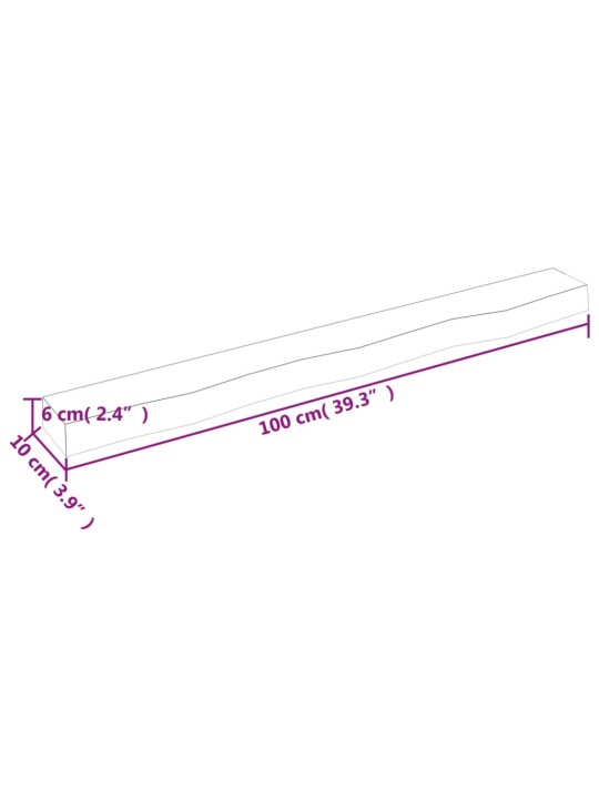 Seinähylly 100x10x6 cm käsittelemätön täysi tammi