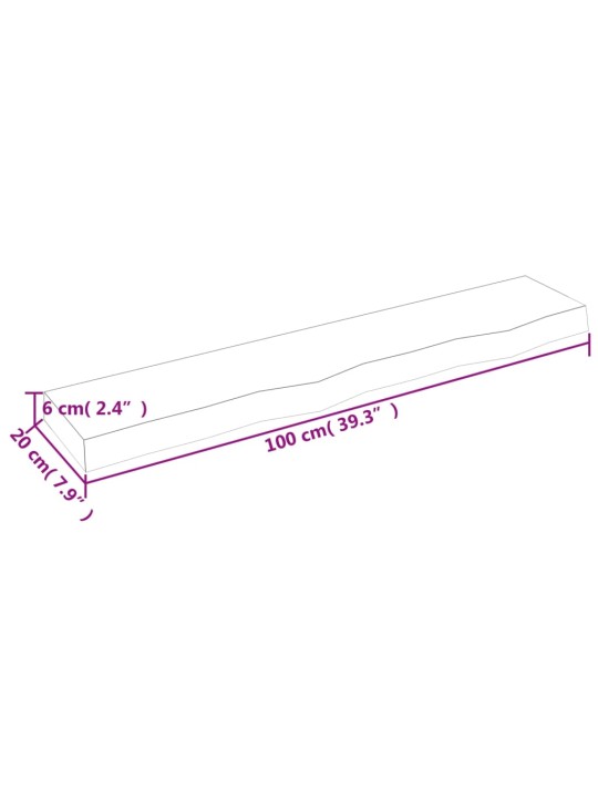 Seinähylly 100x20x6 cm käsittelemätön täysi tammi