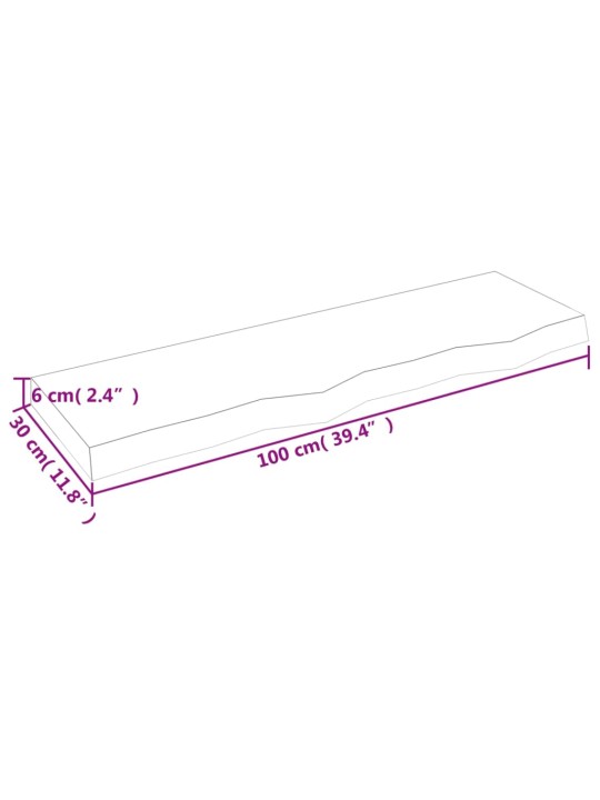 Seinähylly 100x30x(2-6) cm käsittelemätön täysi tammi