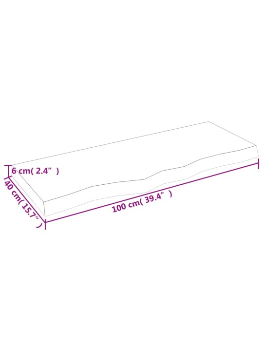 Seinähylly 100x40x(2-6) cm käsittelemätön täysi tammi