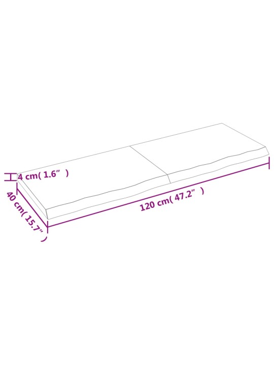 Seinähylly 120x40x(2-4) cm käsittelemätön täysi tammi